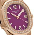 Replica Patek Philippe Nautilus 7010/1R-013 'Ladies' Quartz Rose Gold Purple Diamond Bezel - Image 4
