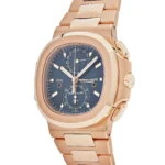 Replica Patek Philippe Nautilus 5990/1R-001 Travel Time Flyback Chronograph Rose Gold Blue Dial - Image 3
