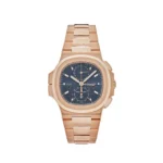 Replica Patek Philippe Nautilus 5990/1R-001 Travel Time Chronograph Rose Gold Blue Dial