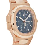 Replica Patek Philippe Nautilus 5990/1R-001 Travel Time Chronograph Rose Gold Blue Dial - Image 4