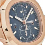Replica Patek Philippe Nautilus 5990/1R-001 Travel Time Chronograph Rose Gold Blue Dial - Image 5