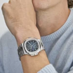 Replica Patek Philippe Nautilus 5990/1A-011 'Travel Time' Flyback Chronograph Stainless Steel Blue Dial - Image 2