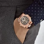 Replica Patek Philippe Nautilus 5980R-001 Flyback Chronograph Date Rose Gold Black Brown Dial - Image 2
