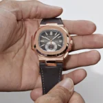 Replica Patek Philippe Nautilus 5980R-001 Chronograph Date Rose Gold Brown Dial - Image 2
