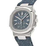 Replica Patek Philippe Nautilus 5980/60G-001 Flyback Chronograph White Gold Blue-Gray Dial - Image 3