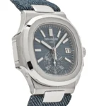Replica Patek Philippe Nautilus 5980/60G-001 Flyback Chronograph White Gold Blue-Gray Dial - Image 4