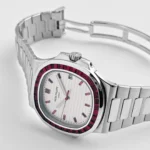 Replica Patek Philippe Nautilus 5711/112P-010 Platinum White Dial Ruby Bezel - Image 4