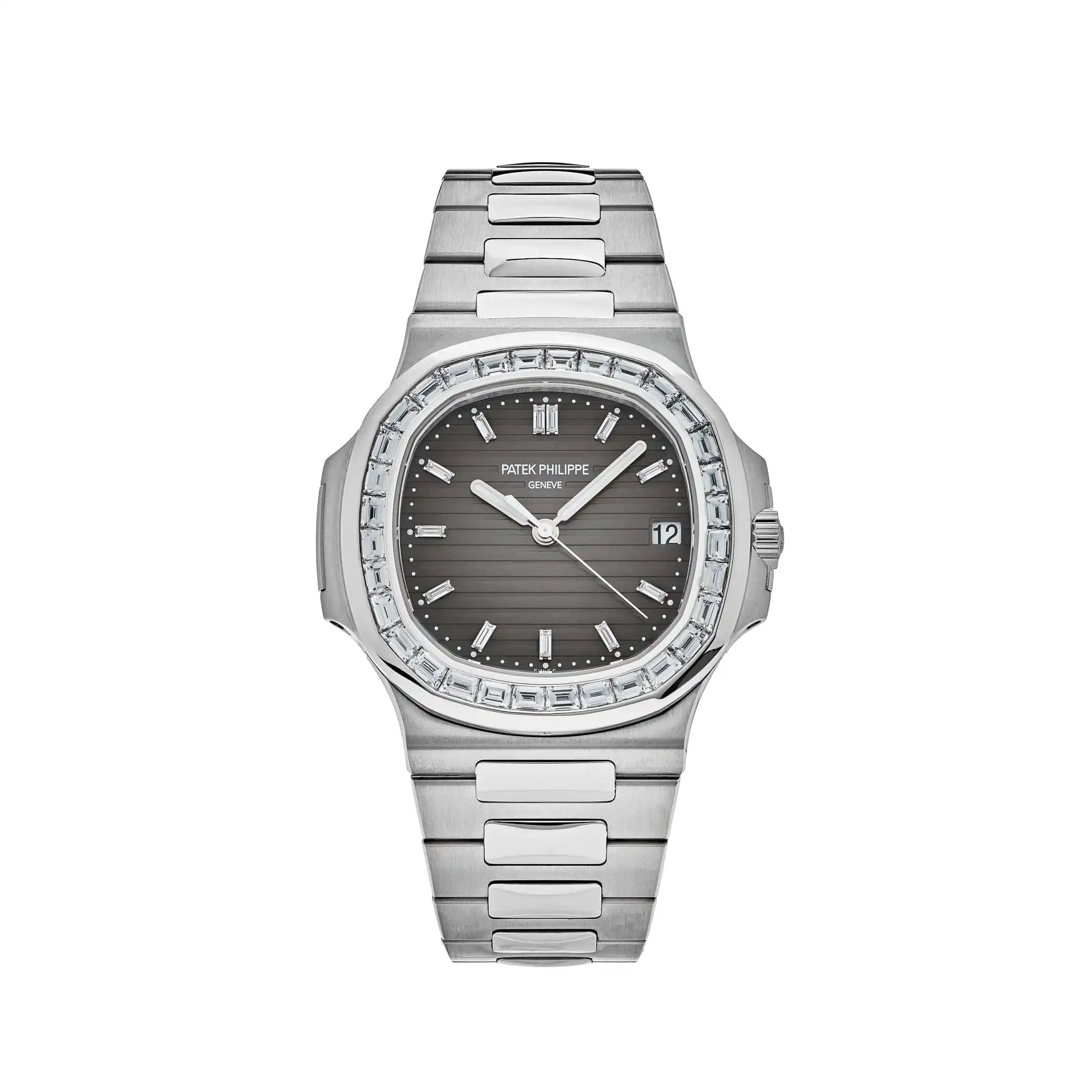 cyxqtcacpnd.webp Replica Patek Philippe Nautilus 5711/110P-001 Platinum Grey Dial Diamond Bezel - Image 1