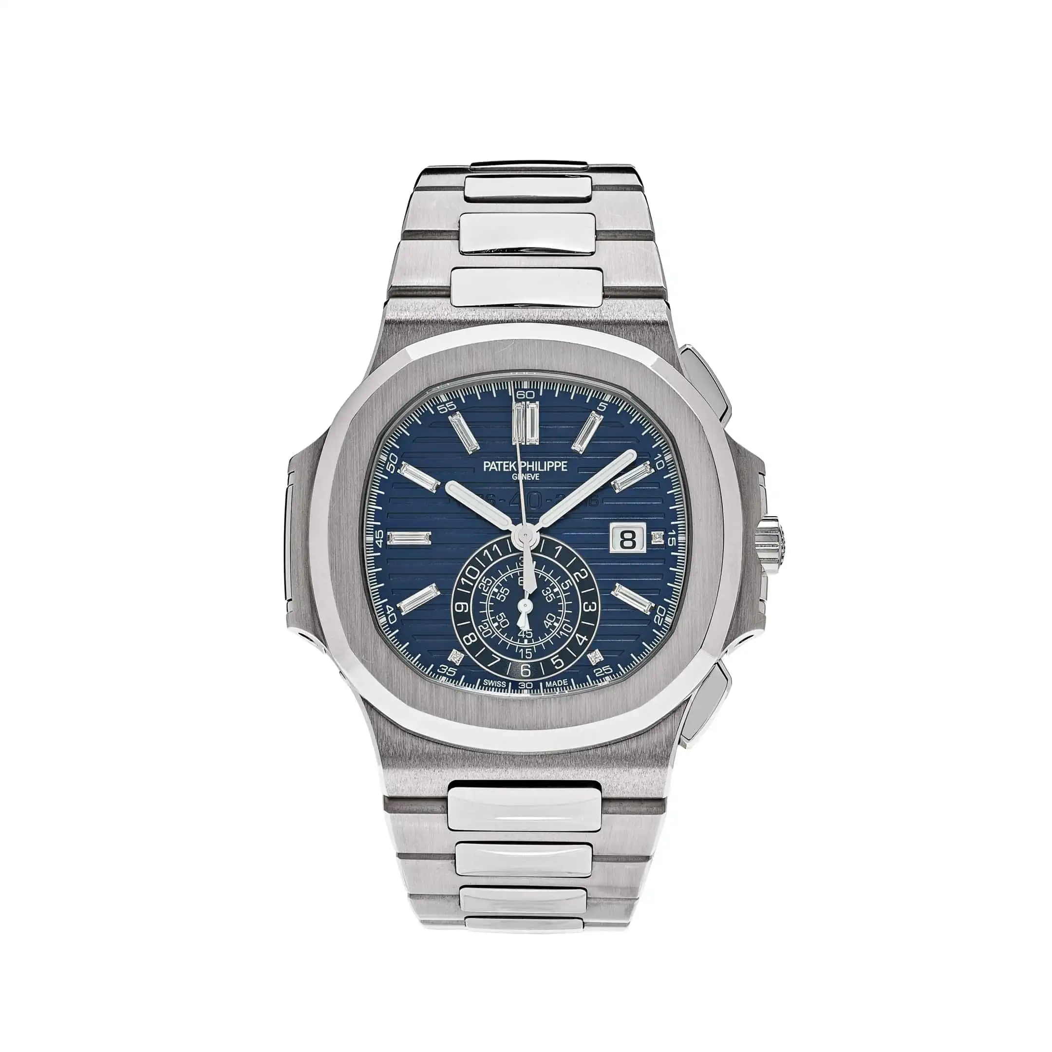 2no2zaxqtff.webp Replica Patek Philippe Nautilus 5976/1G-001 '40th Anniversary' Chronograph White Gold Blue Diamond Dial Limited Edition - Image 1