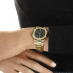 Replica Patek Philippe Nautilus 3800/1 Yellow Gold Black Dial - Image 3