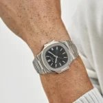 Replica Patek Philippe Nautilus 3711/1G-001 Date White Gold Black Dial - Image 2