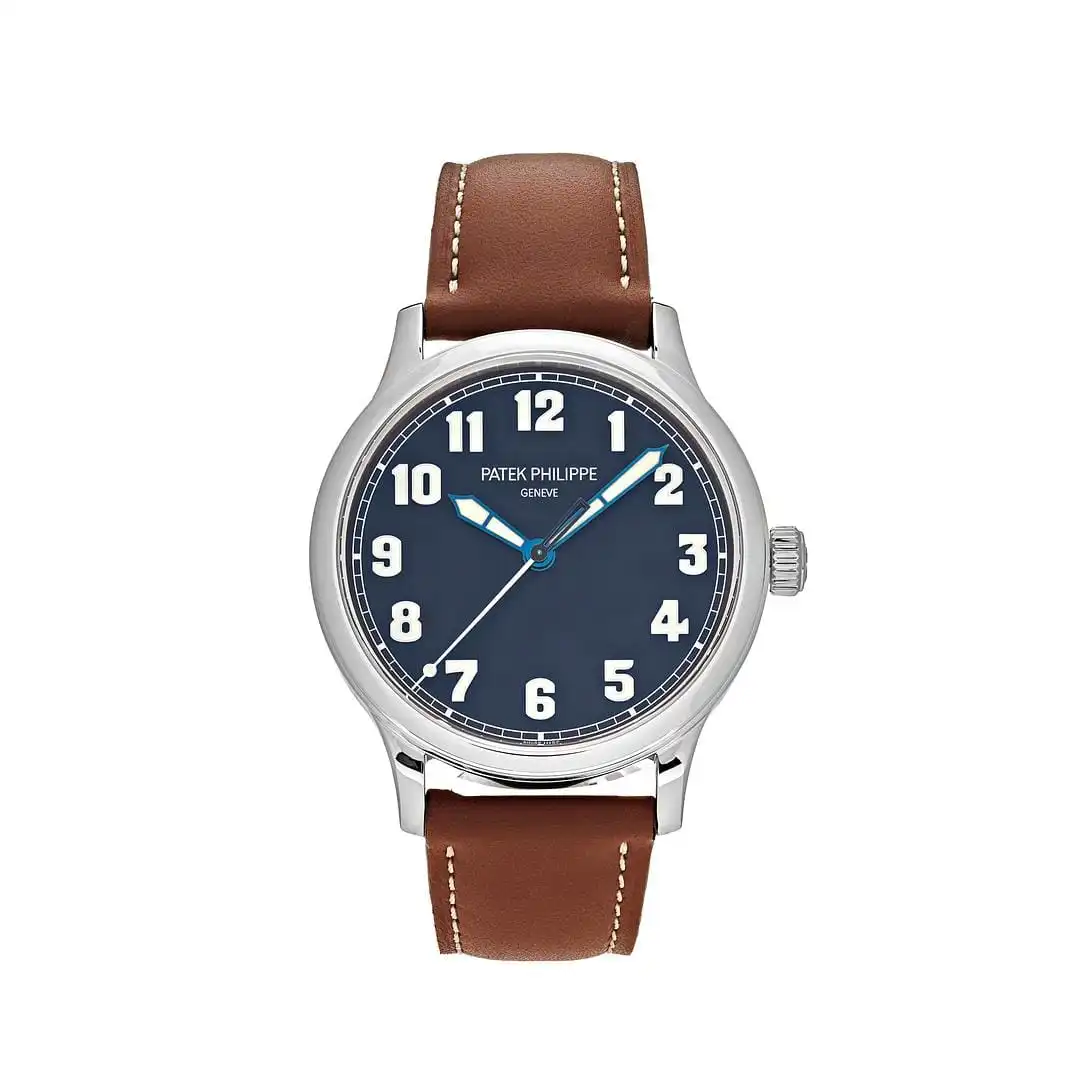 oc4mdlohoys.webp Replica Patek Philippe Limited Edition "New York" Calatrava Pilot Steel Blue Dial 5522A-001 - Image 1