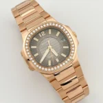 Replica Patek Philippe Nautilus 7010/1R-010 'Ladies' Rose Gold Brown Dial Diamond Bezel - Image 2