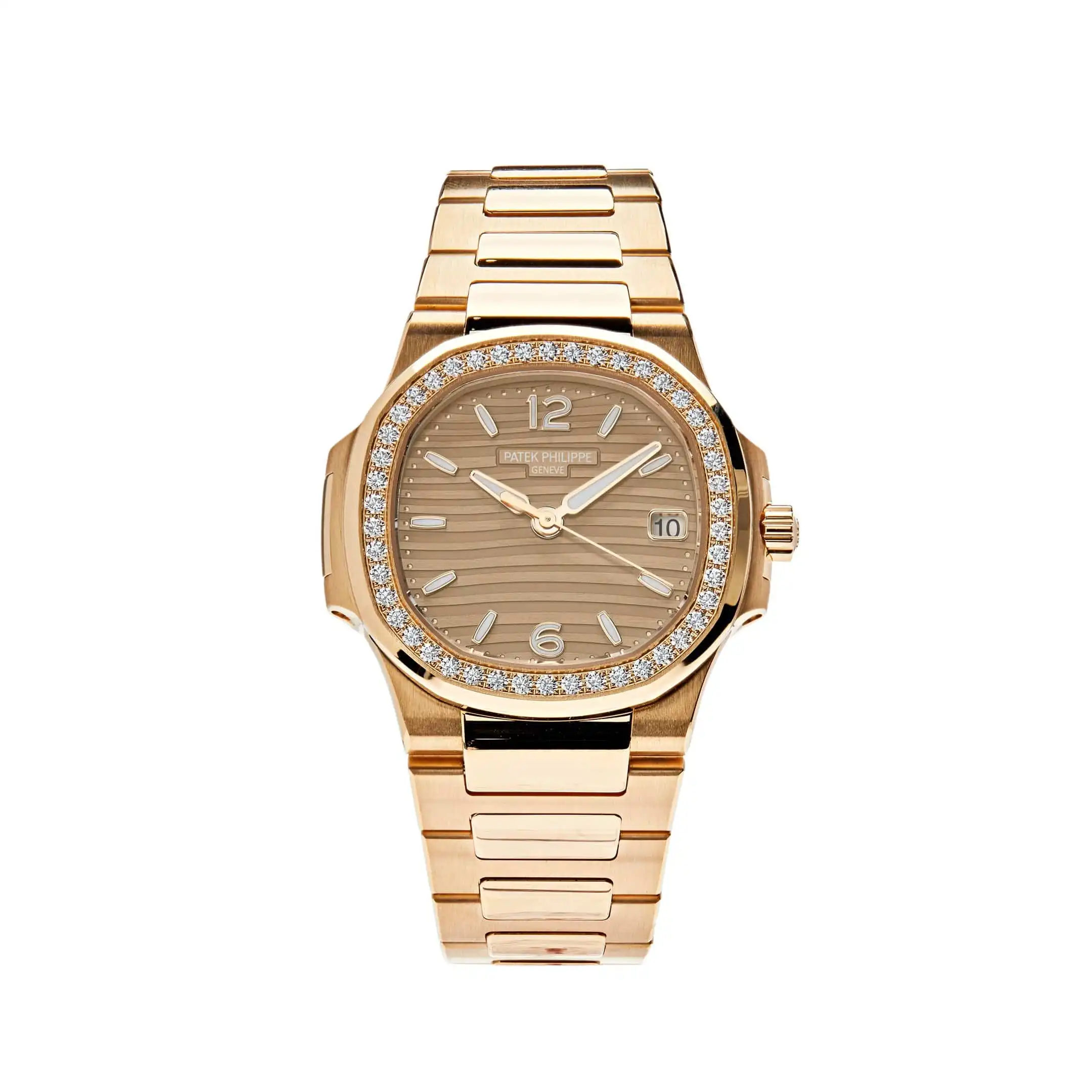 nmygbtzdwd0.webp Replica Patek Philippe Nautilus 7010/1R-012 Quartz Rose Gold Diamond Bezel - Image 1