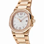 Replica Patek Philippe Nautilus 7010/1R-011 'Ladies' Quartz Rose Gold Diamond Bezel - Image 2