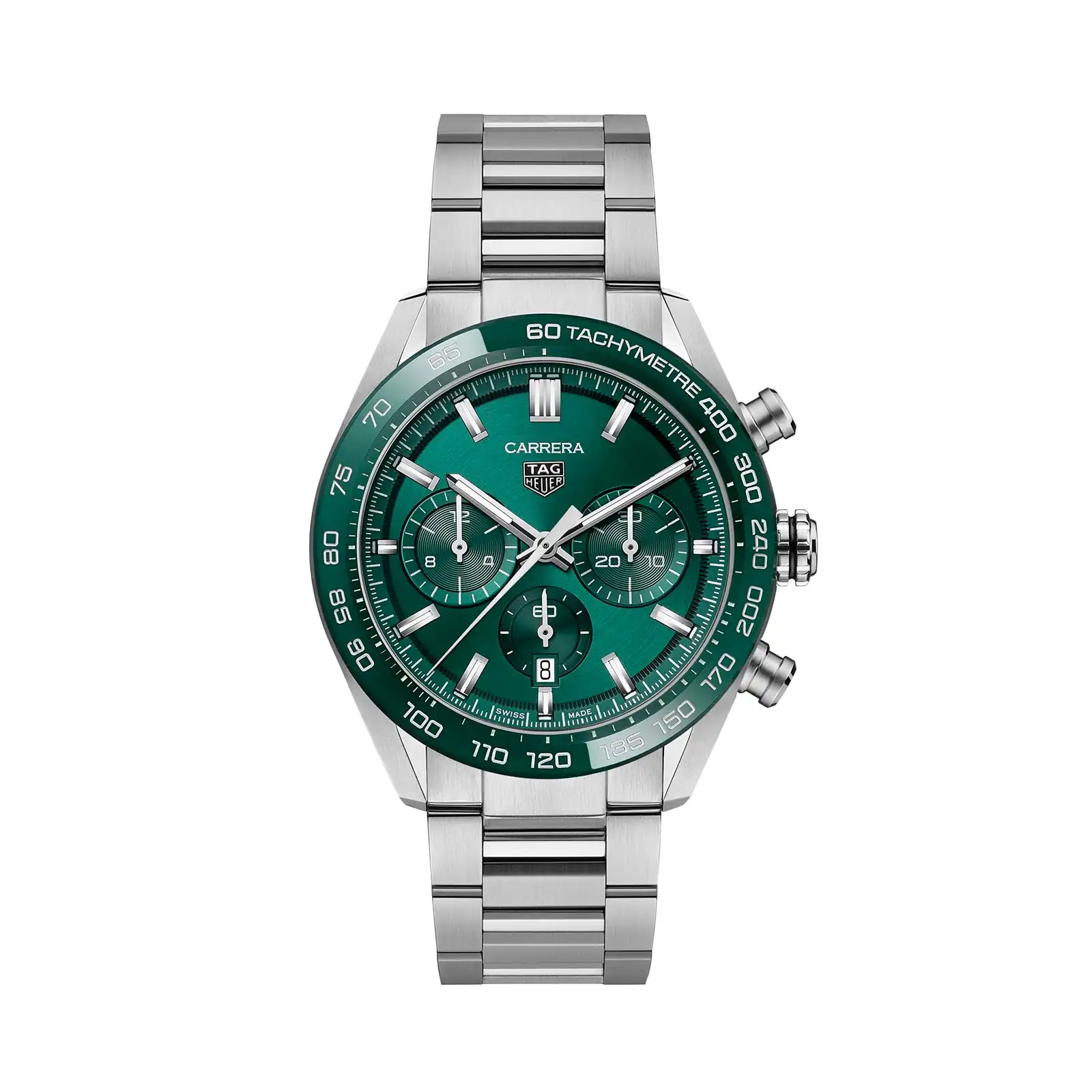 zjapzm0nn3r.webp TAG Heuer Carrera Chronograph 44mm Mens Replica Green Stainless Steel CBN2A1N.BA0643 - Image 1