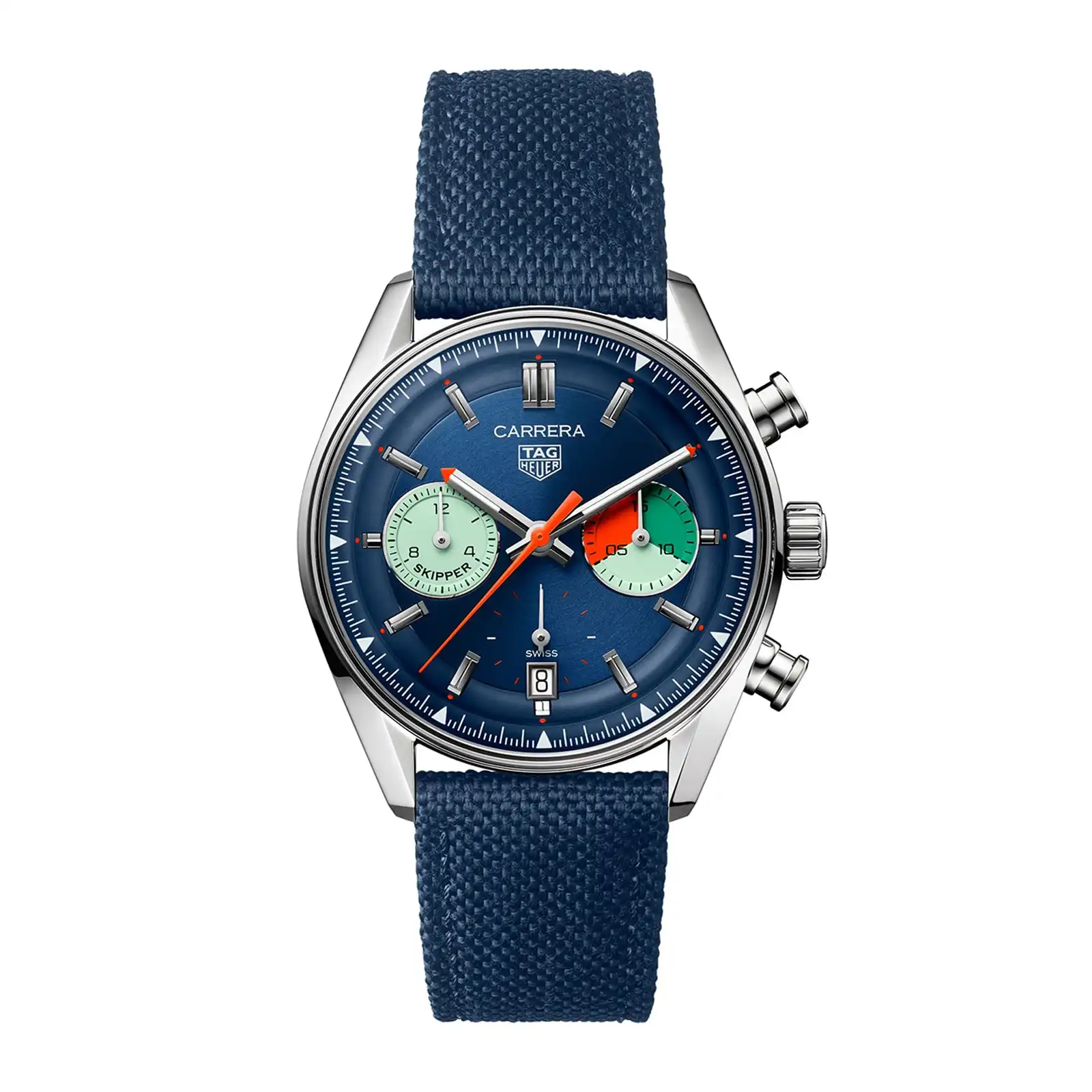 ixauzyrfzli.webp TAG Heuer Carrera Chronograph Skipper 39mm Mens Replica Blue CBS2213.FN6002 - Image 1