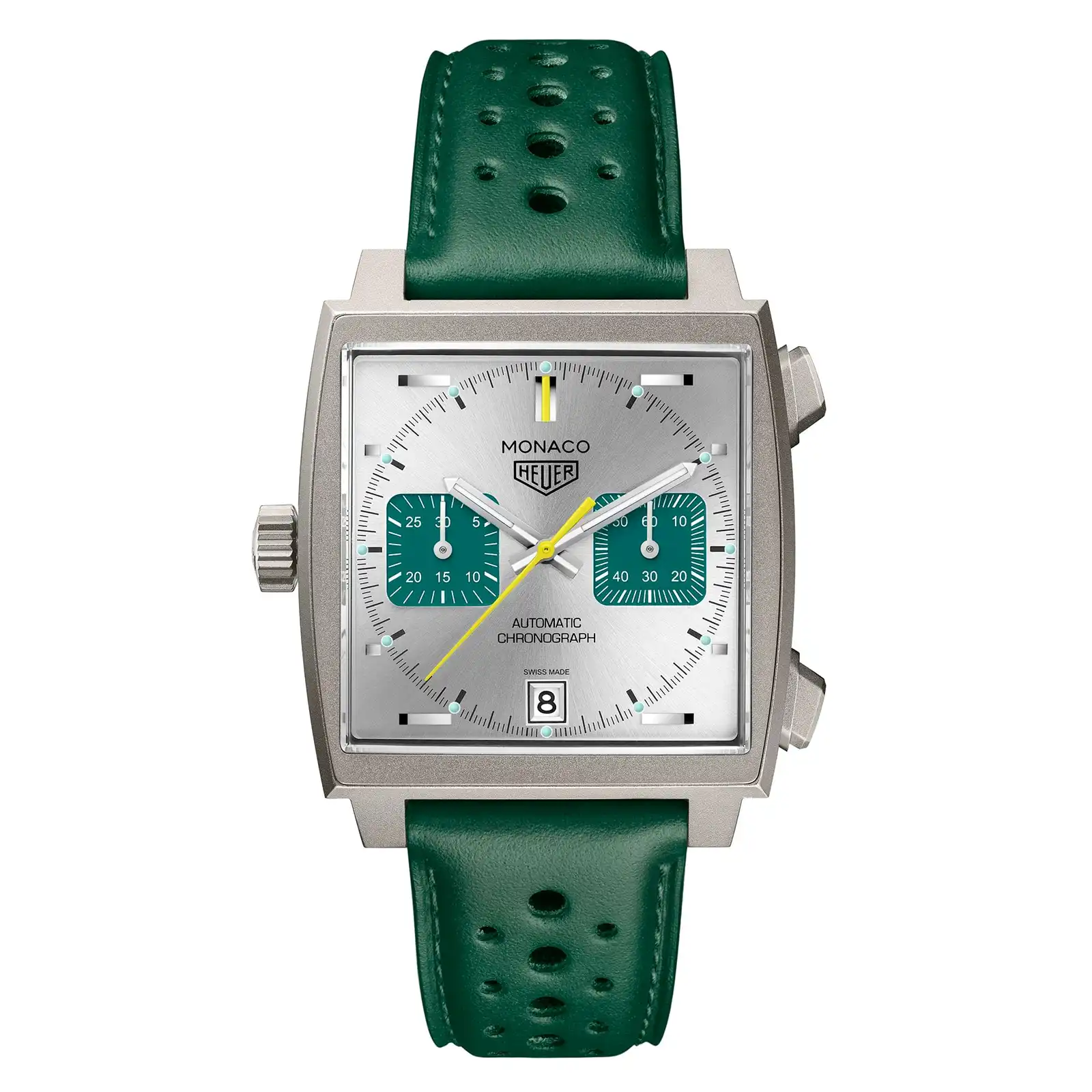 aavmcigtoqa.webp TAG Heuer Monaco Chronograph Racing Green 39mm Mens Replica CAW218E.FC6565 - Image 1
