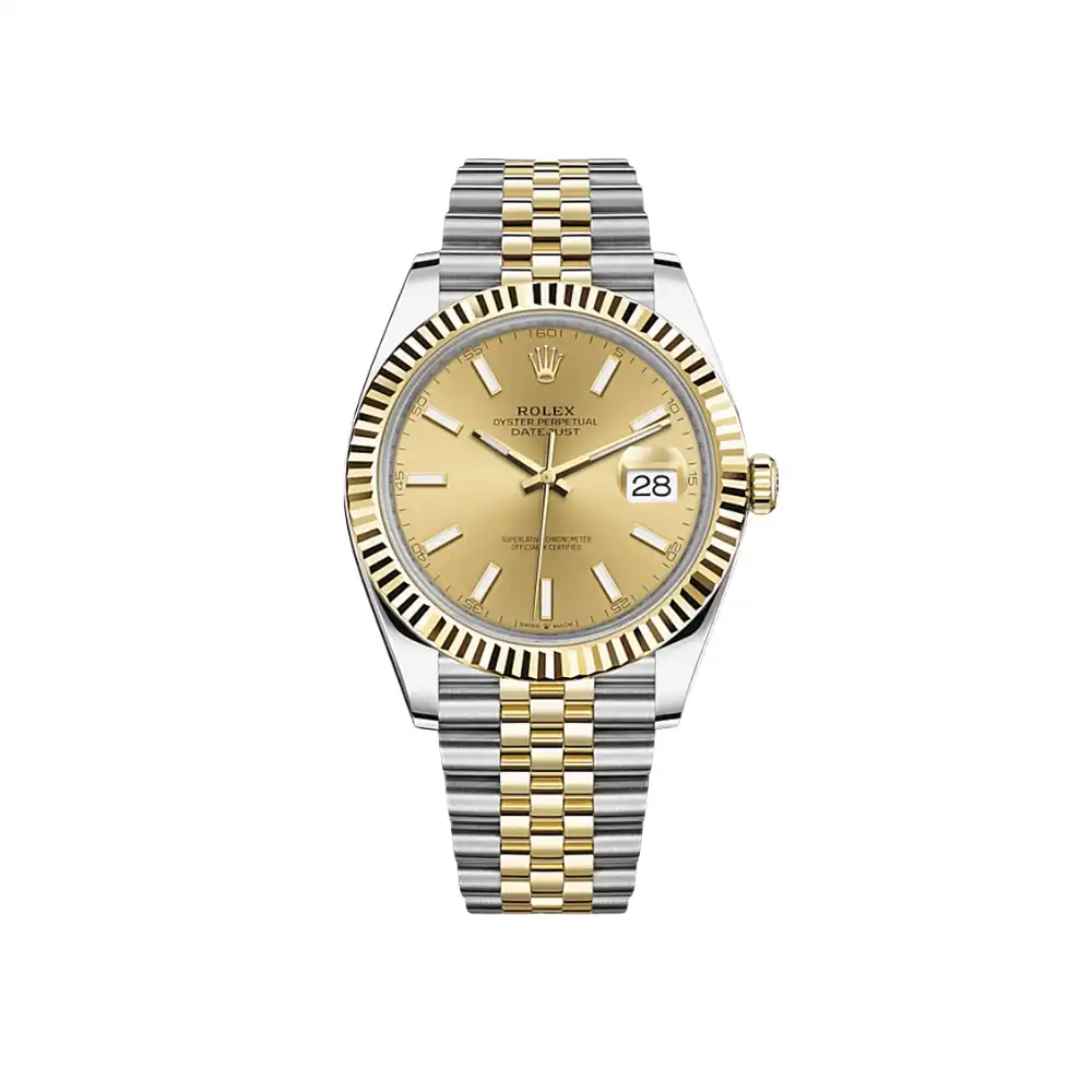 ajxxwmzenfm.webp Rolex Datejust Replica 126333 Yellow Gold Stainless Steel Champagne Dial Jubilee - Image 1