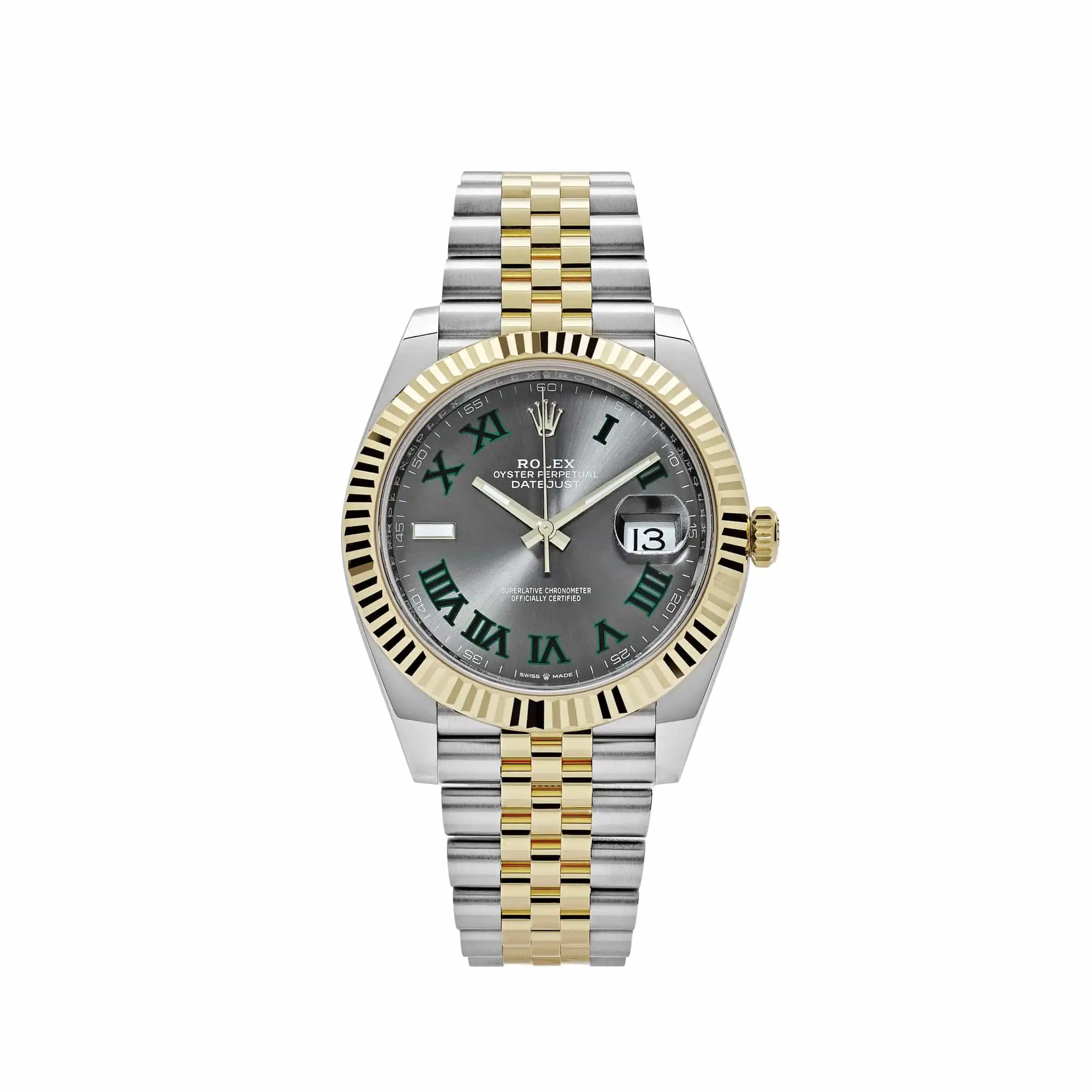 o0atnbg3z0e.webp Rolex Datejust Replica 126333 Wimbledon Yellow Gold Stainless Steel Slate Dial Jubilee - Image 1