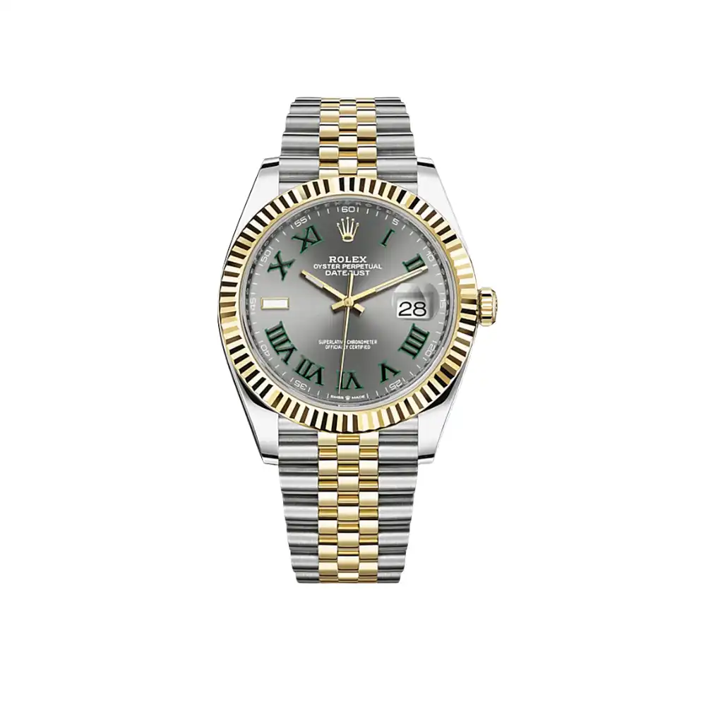 y1ysa15ckp5.webp Rolex Datejust Replica 126333 Wimbledon Yellow Gold Stainless Steel Slate Ju - Image 1