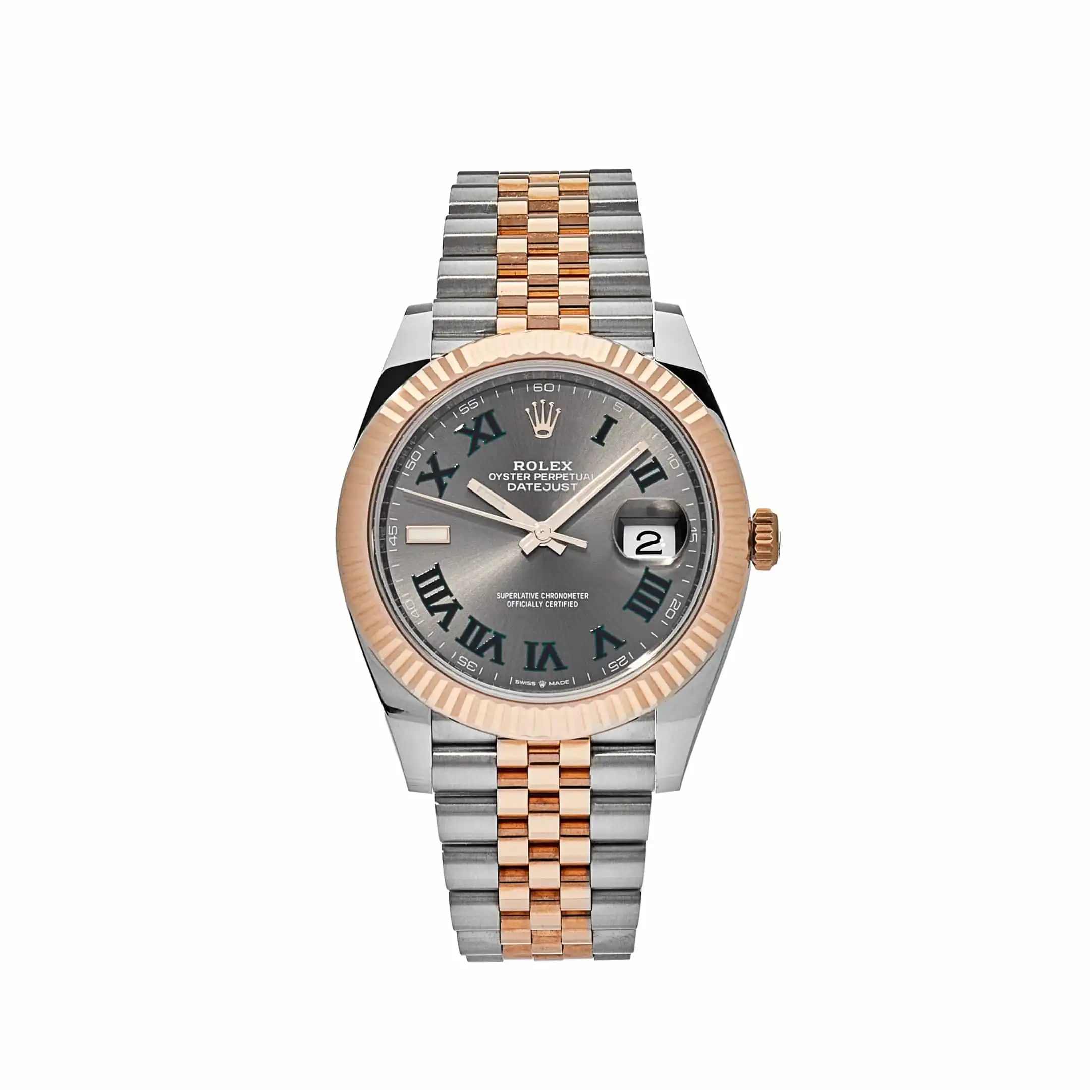 mdnigfvouys.webp Rolex Datejust Replica 126331 Rose Gold Stainless Steel Wimbledon Dial Jubilee - Image 1