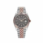 Rolex Datejust Replica 126331 Rose Gold Stainless Steel Rhodium Slate Fluted Motif Dial Jubilee