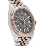 Rolex Datejust Replica 126331 Rose Gold Stainless Steel Rhodium Slate Fluted Motif Dial Jubilee - Image 3