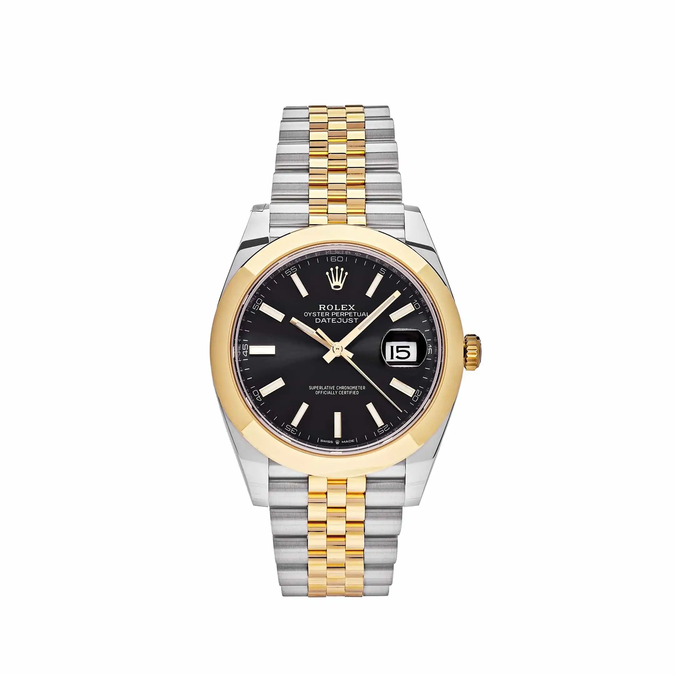 zlwx2ynf33i.webp Rolex Datejust Replica 126303 Stainless Steel Yellow Gold Black Dial Jubilee - Image 1