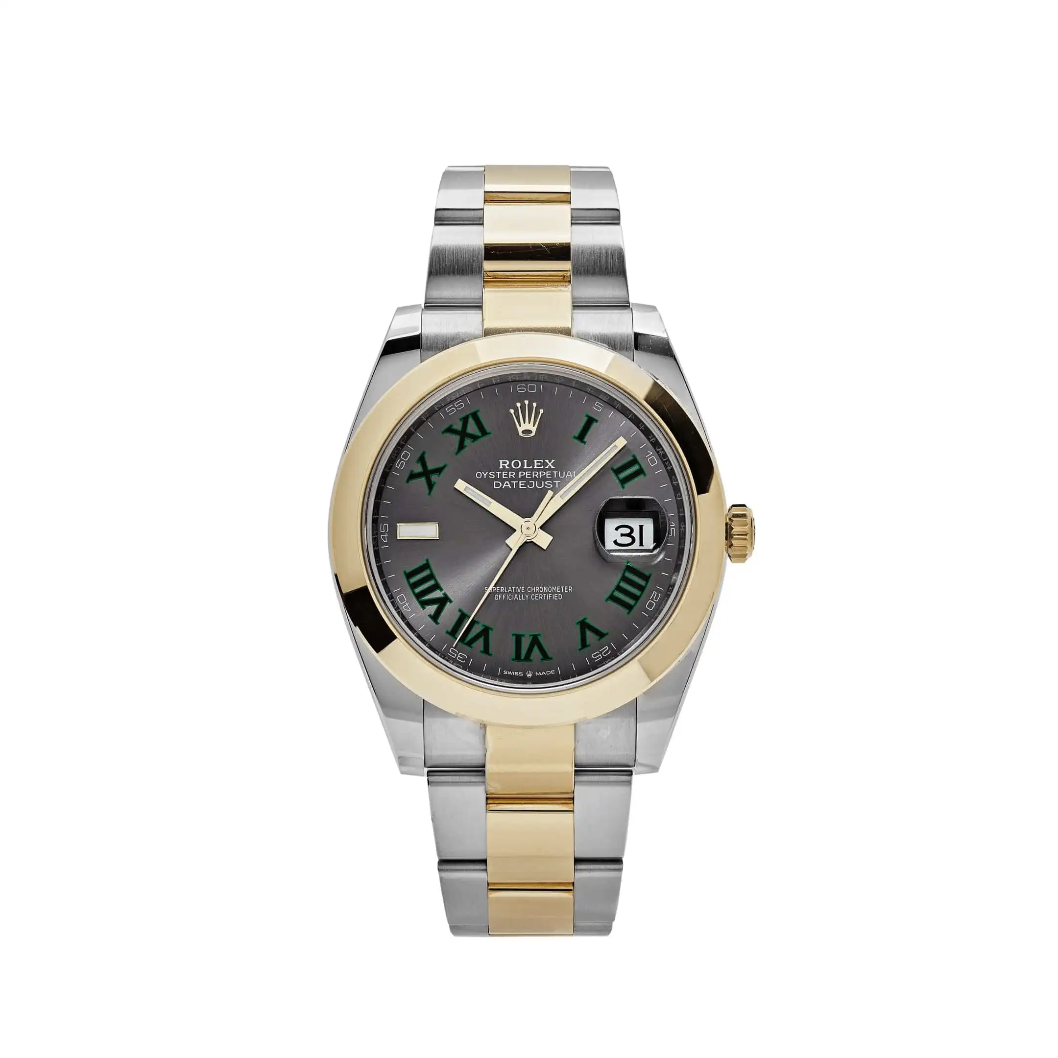 vkubtklpbre.webp Rolex Datejust Replica 126303 'Wimbledon' Yellow Gold Stainless Steel Slate Dial - Image 1