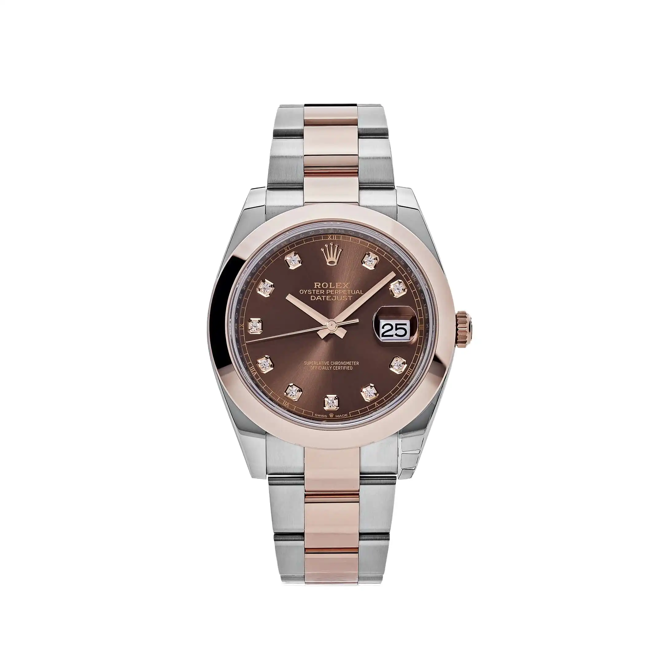 lip5rc240pv.webp Rolex Datejust Replica 126301 Rose Gold Stainless Steel Chocolate Diamond Dial - Image 1