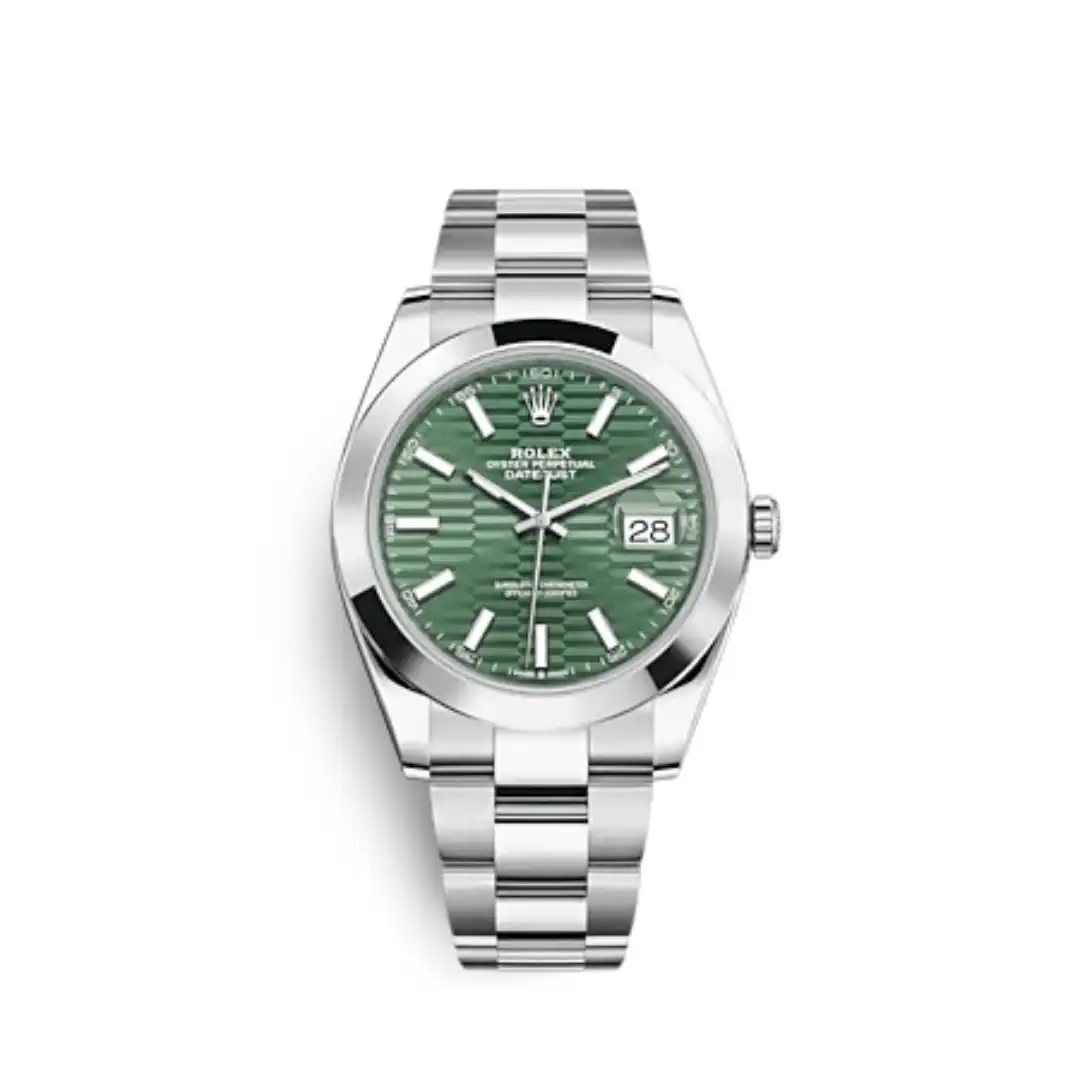 l5l5zdajm03.webp Rolex Datejust Replica 126300 Stainless Steel Green Fluted-Motif Dial Oyster - Image 1