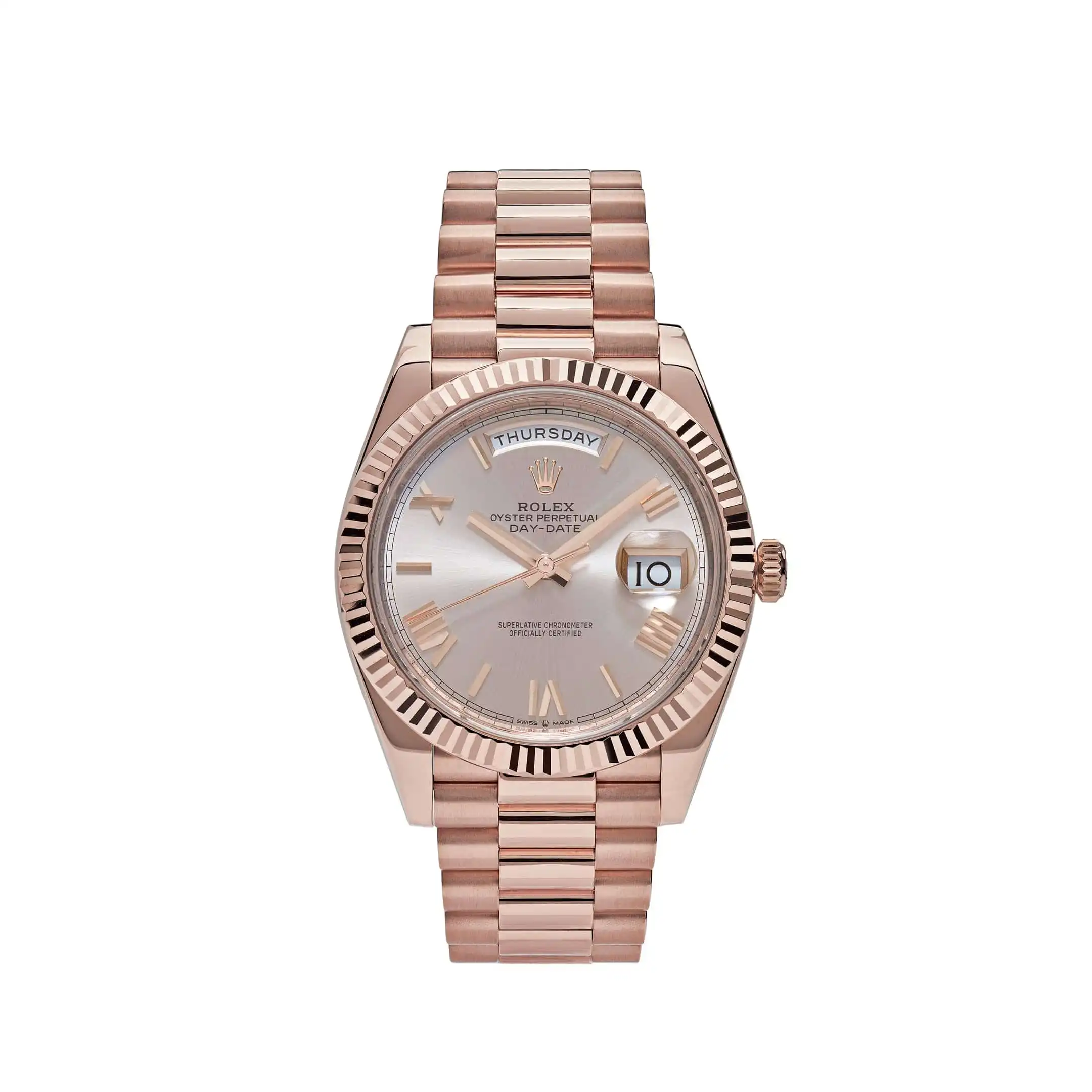 1pyya3w1ru3.webp Replica Rolex Day-Date 228235 Rose Gold Sundust Roman Dial - Image 1