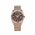 Replica Rolex Day-Date 228235 Rose Gold Chocolate Baguette Diamond Dial