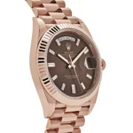 Replica Rolex Day-Date 228235 Rose Gold Chocolate Baguette Diamond Dial - Image 3