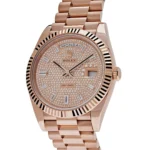 Replica Rolex Day-Date 228235 Rose Gold Baguette Diamond Paved Dial - Image 3