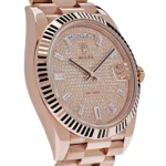 Replica Rolex Day-Date 228235 Rose Gold Baguette Diamond Paved Dial - Image 4