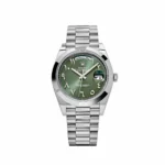 Replica Rolex Day-Date 228206 Platinum Olive Green Arabic Dial