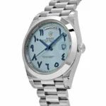 Replica Rolex Day-Date 228206 Platinum Ice Blue Arabic Dial Smooth Dial - Image 3