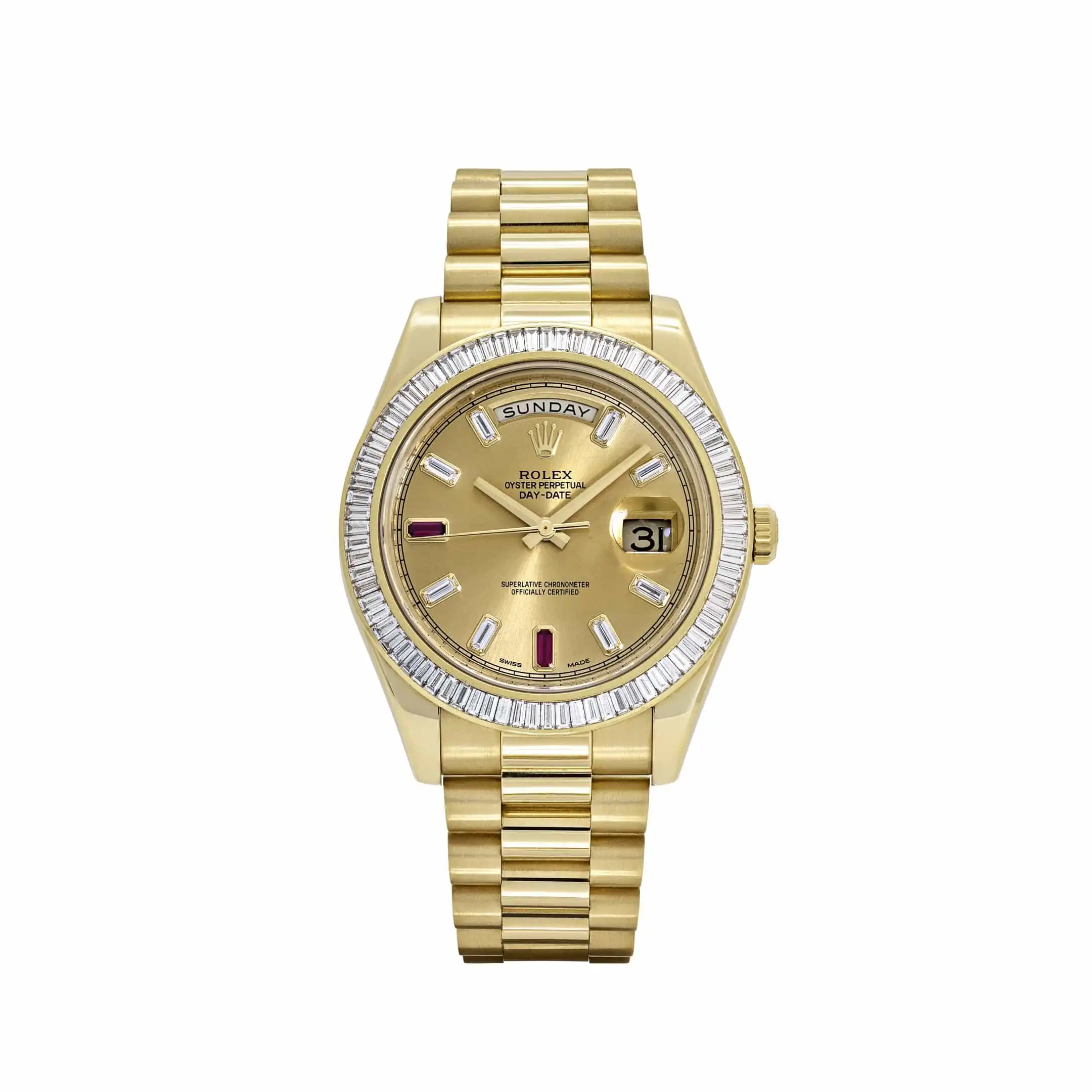 ydc35t4erqz.webp Replica Rolex Day-Date 218398 Yellow Gold Champagne Dial Diamond Bezel - Image 1