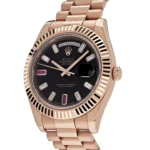 Replica Rolex Day-Date 218235 Rose Gold Black Ruby Dial - Image 2