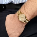 Replica Rolex Day-Date 18238 Yellow Gold Skeleton Pave Diamond Dial - Image 2