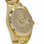 Replica Rolex Day-Date 18238 Yellow Gold Skeleton Pave Diamond Dial - Image 3