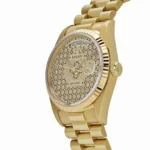Replica Rolex Day-Date 18238 Yellow Gold Skeleton Pave Diamond Dial - Image 5