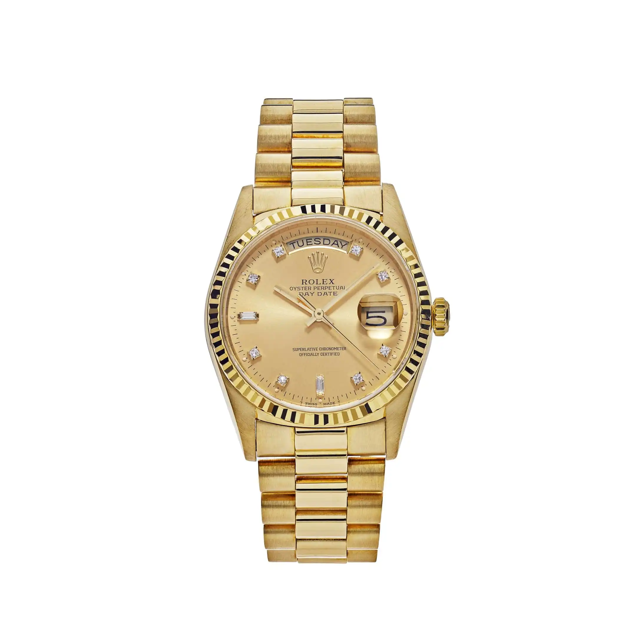 fk43g0mgtto.webp Replica Rolex Day-Date 18238 Presidential Yellow Gold Champagne Diamond Dial - Image 1