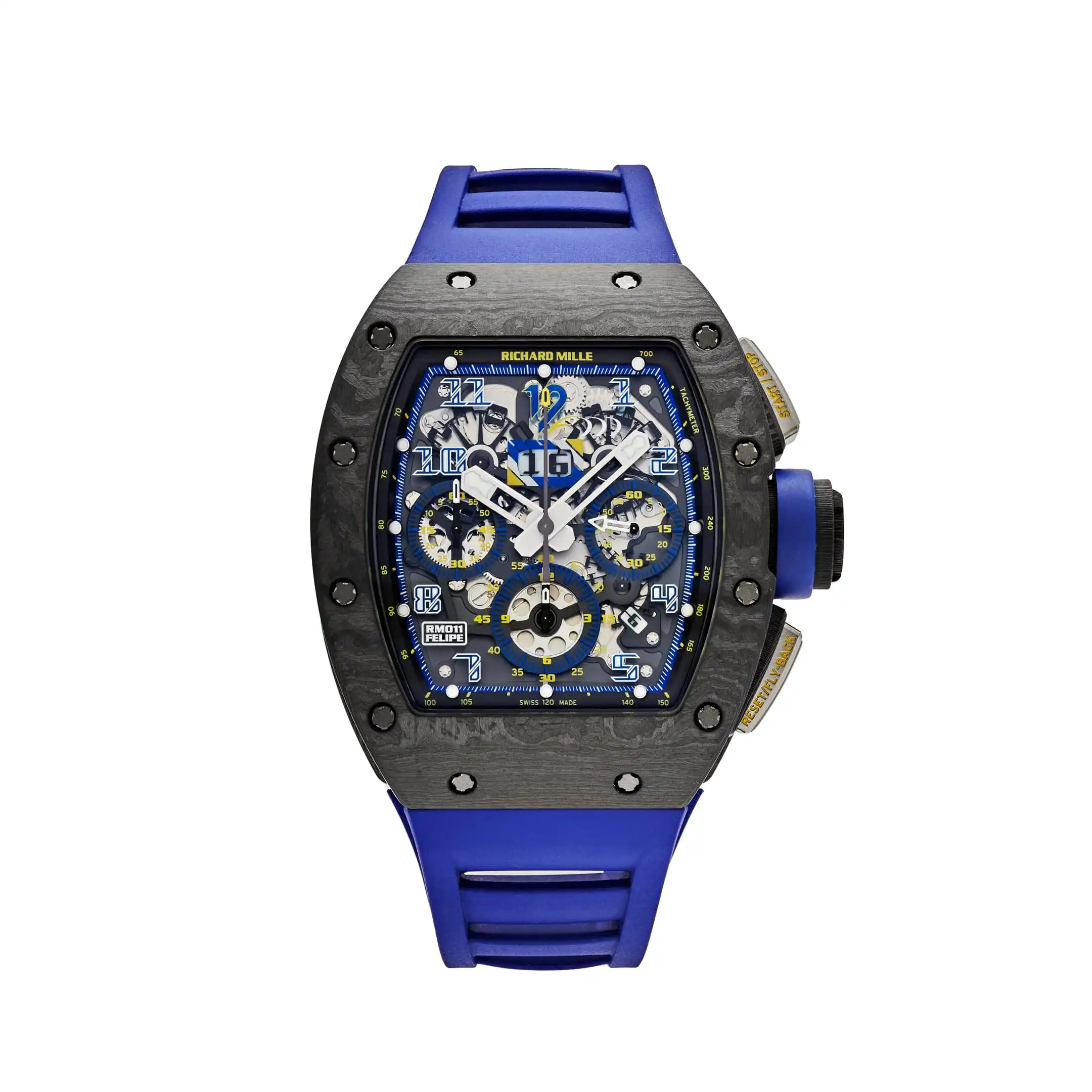 2spbikcbevg.webp Richard Mille Replica RM 011 Automatic Flyback Chronograph Felipe Massa 10th Anniversary Carbon NTPT Titanium Limited Edition - Image 1