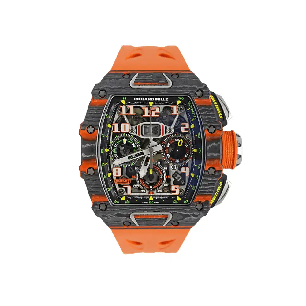 vhlmh242ihq.webp Richard Mille Replica RM 11-03 'McLaren' Carbon Orange Quartz TPT - Image 1