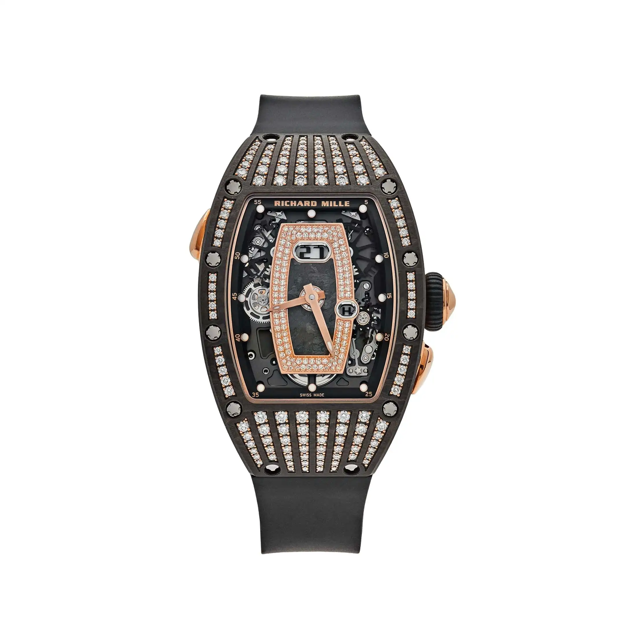 tylqaacrpj5.webp Richard Mille Replica RM 037 Rose Gold Carbon TPT Diamond Set Skeleton Dial - Image 1