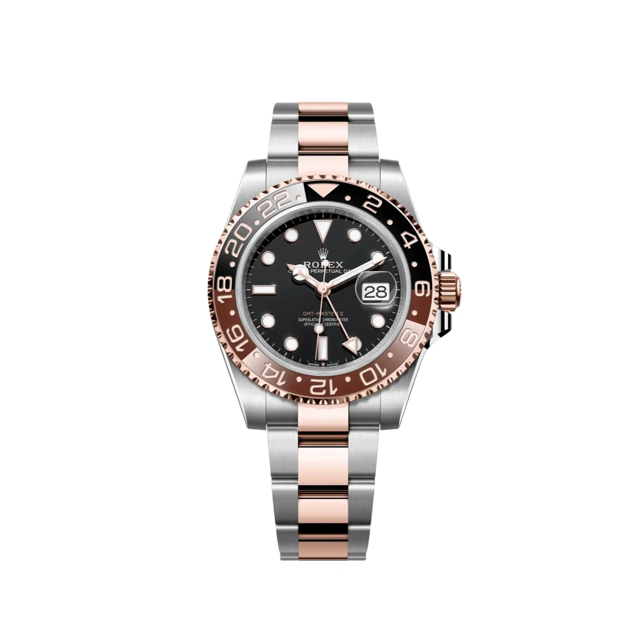 st5nzg5q0h3.webp Rolex GMT-Master II Replica 126711CHNR 'Root Beer' Rose Gold Stainless Black Dial - Image 1