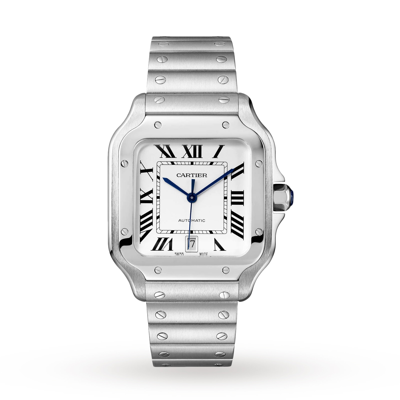 mgxag4pq23h.jpg Cartier Santos De Cartier Watch Large Model, Automatic Movement, Steel, Interchangeable Metal And Leather Bracelets MPN: WSSA0018 - Image 1